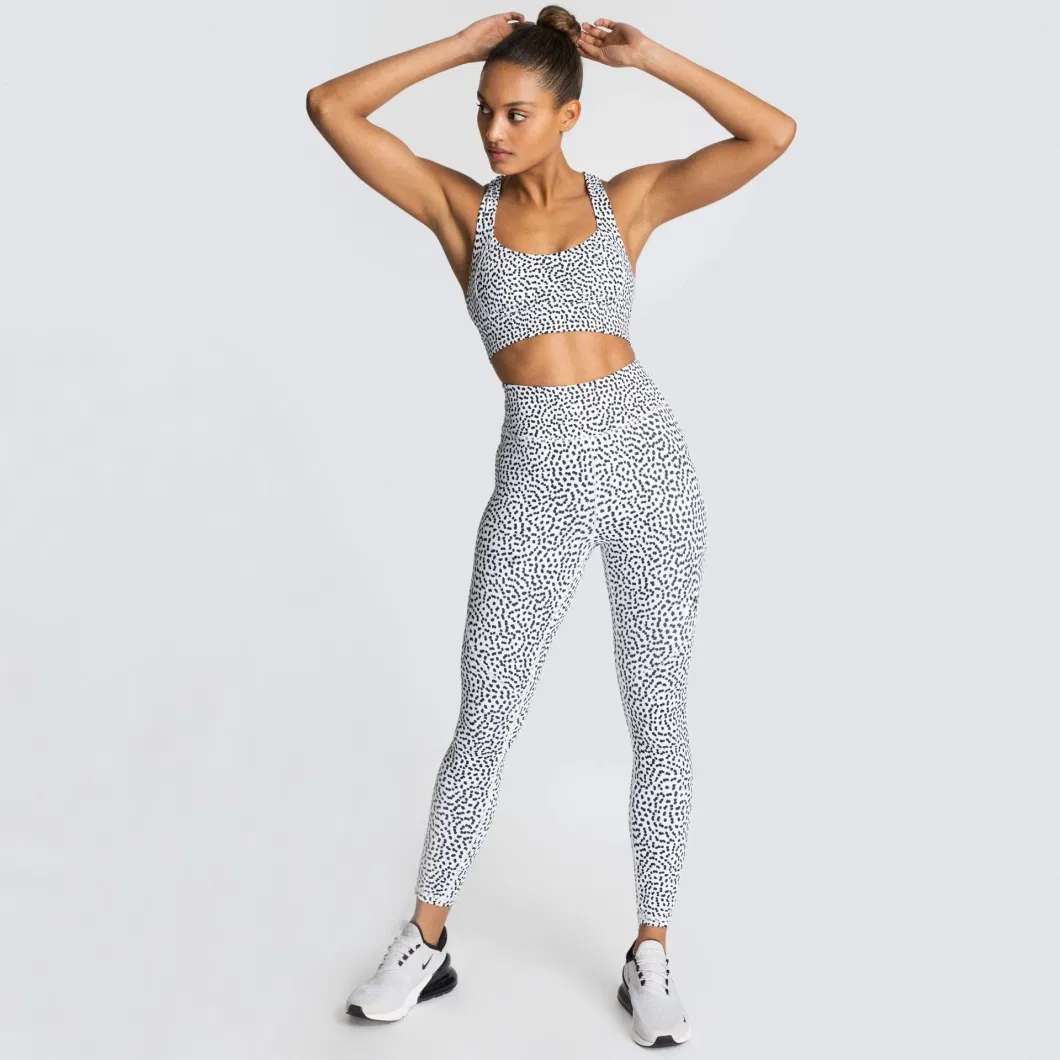 Women′s Spot Printed Sports Yoga Sports Bra Fitness Suit